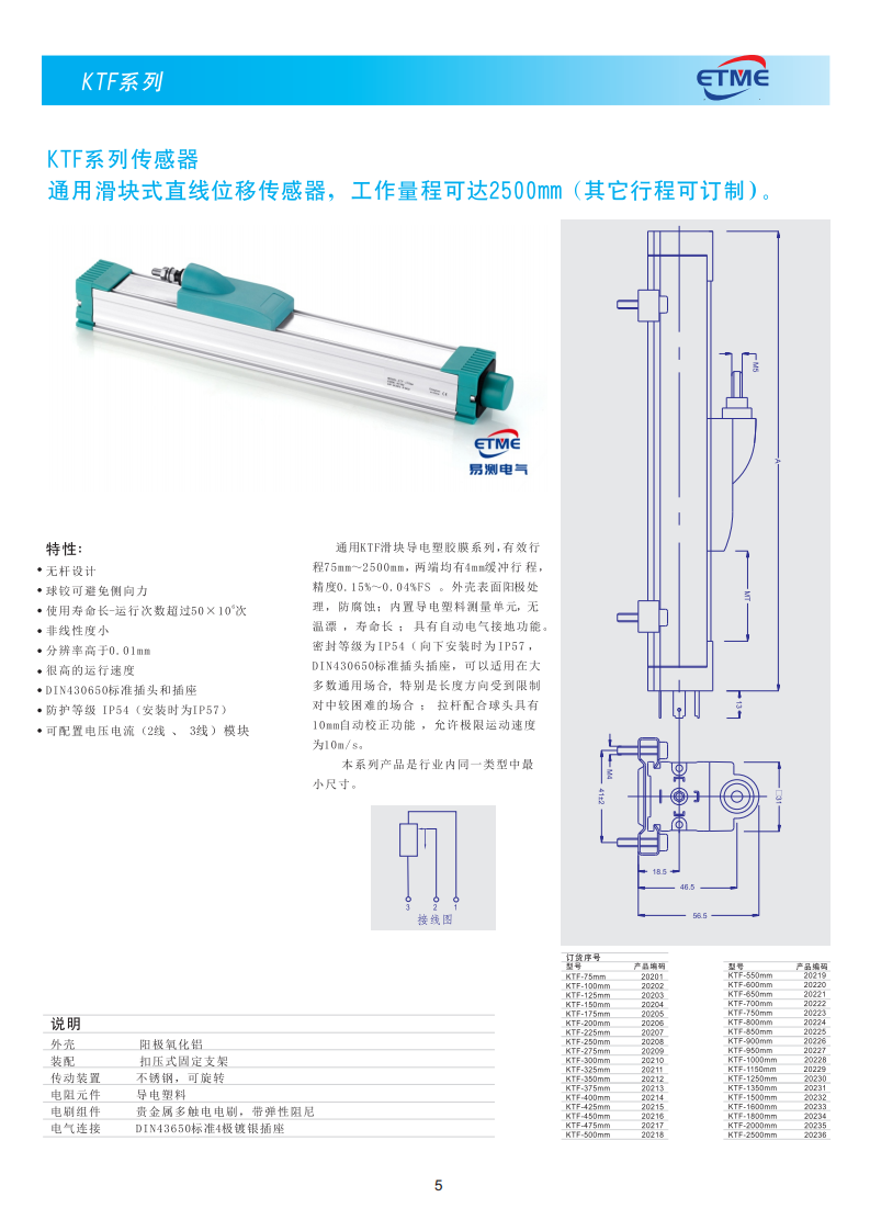 KTF直线位移传感器