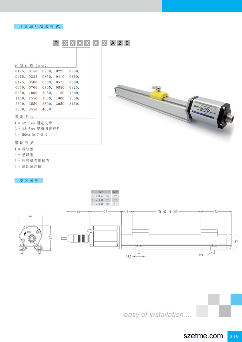 EtherCAT磁致伸缩位移传感器接线图